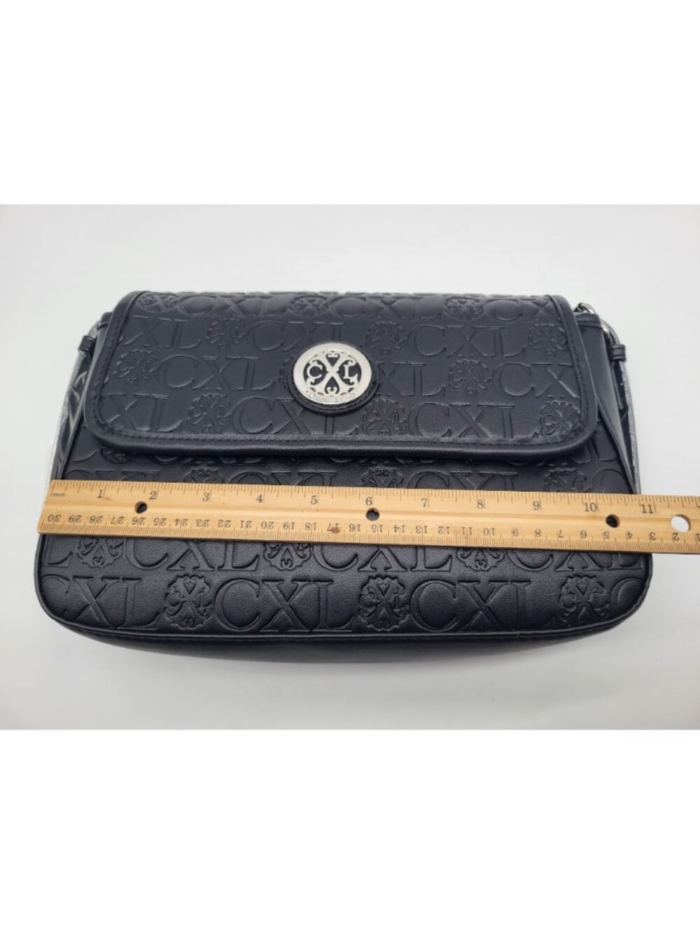 CXL by Christian Lacroix Clara Embossed Black Logo Shoulder Bag - Picture 7 of 9